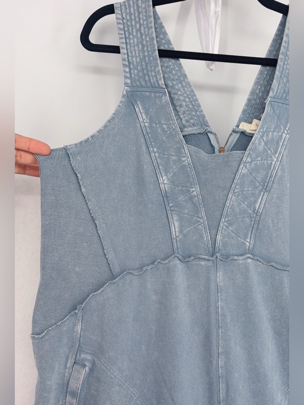 Easel Mineral Washed Terry Knit Jumpsuit in Denim NWT SIZE M - Picture 8 of 10